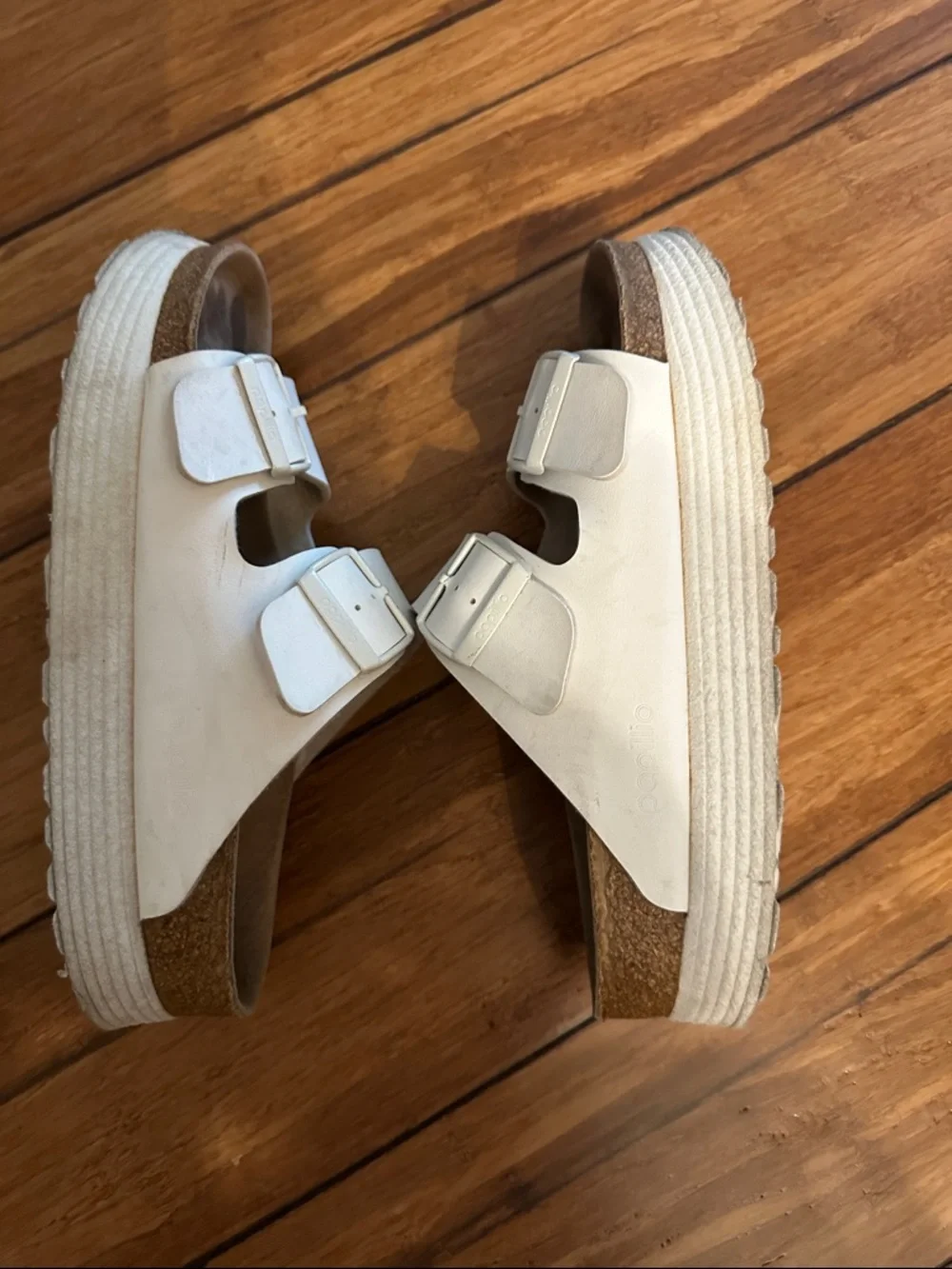 Papillio women’s White Double-Buckle Slide Sandals - Picture 2 of 4